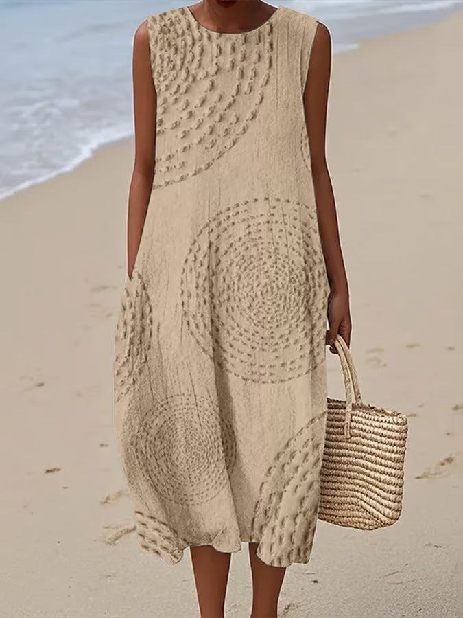 Casey | Soft Embroidered Sleeveless Midi Dress