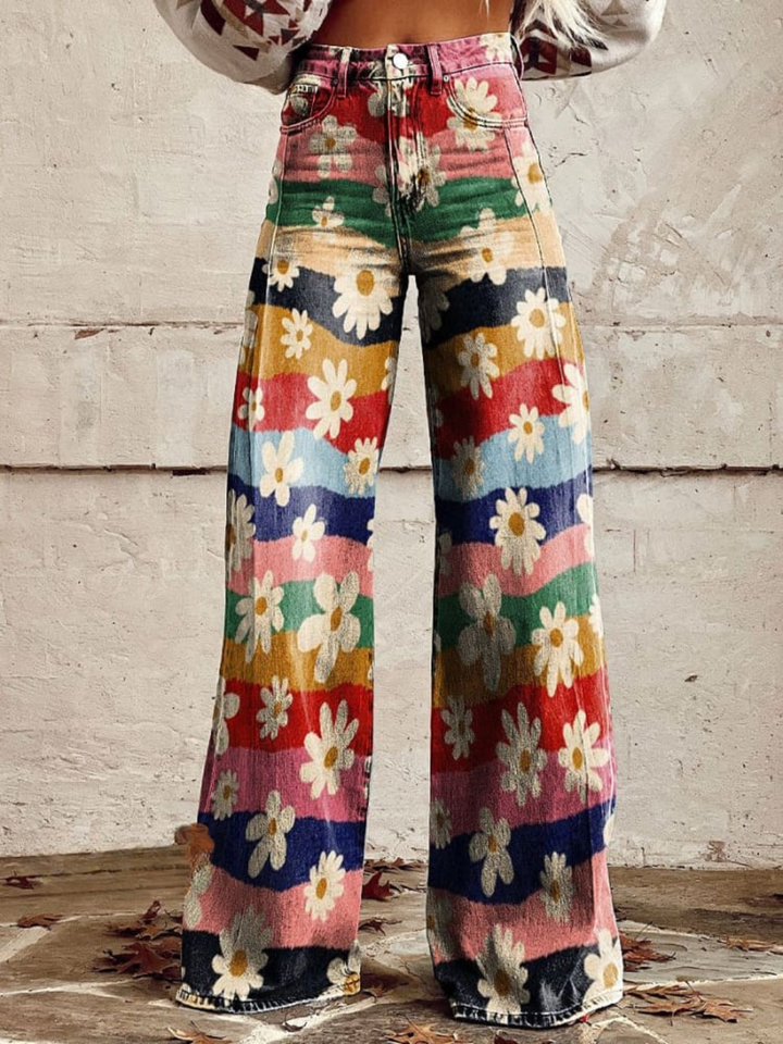 Elowen | Retro Floral High-Waisted Flare pants