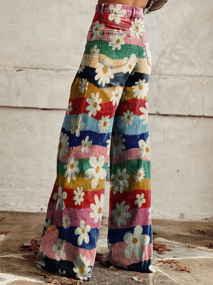 Elowen | Retro Floral High-Waisted Flare pants