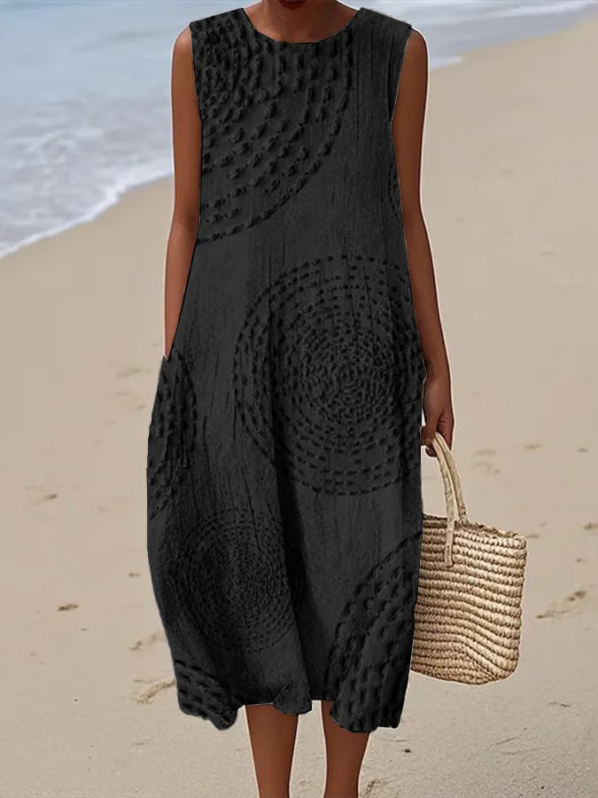 Casey | Soft Embroidered Sleeveless Midi Dress