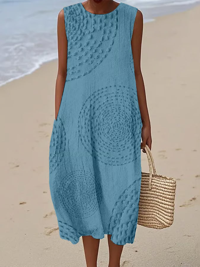 Casey | Soft Embroidered Sleeveless Midi Dress