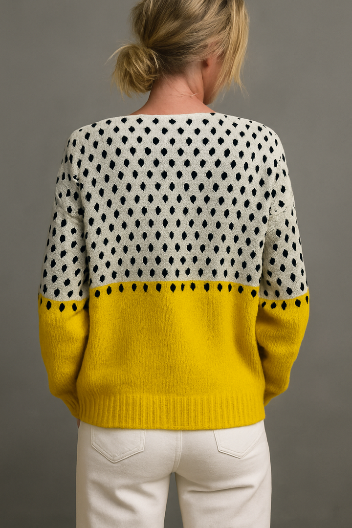 Melise | Geometric Polka-Dot Cardigan