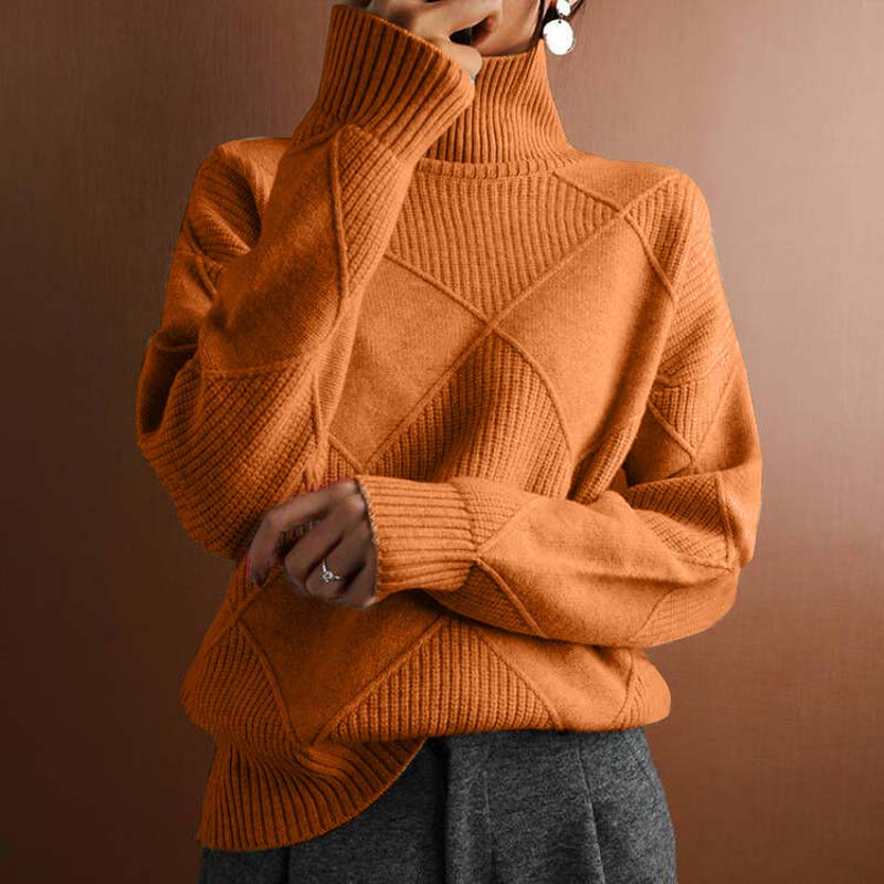 Kylie | Textured Turtleneck Knit Sweater