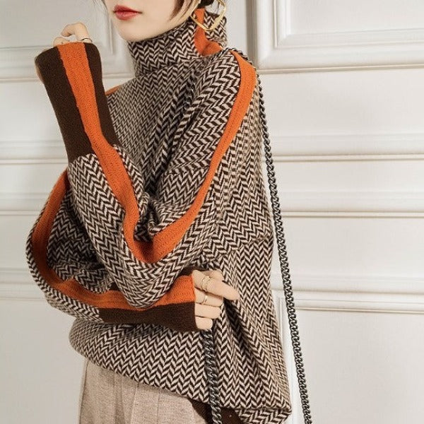 Alara | Bold Stripes High-Neck Sweater