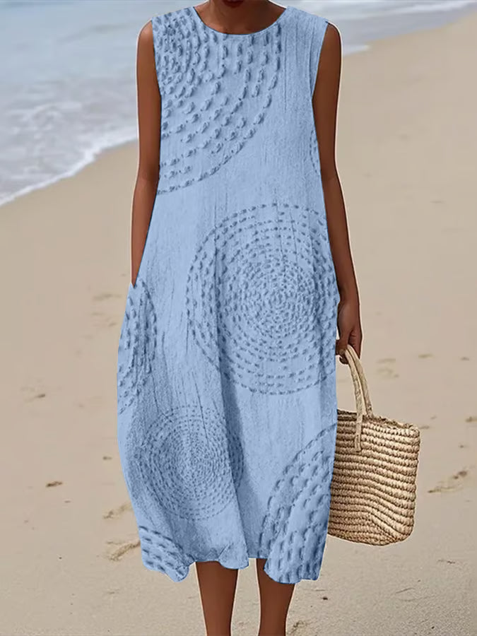 Casey | Soft Embroidered Sleeveless Midi Dress